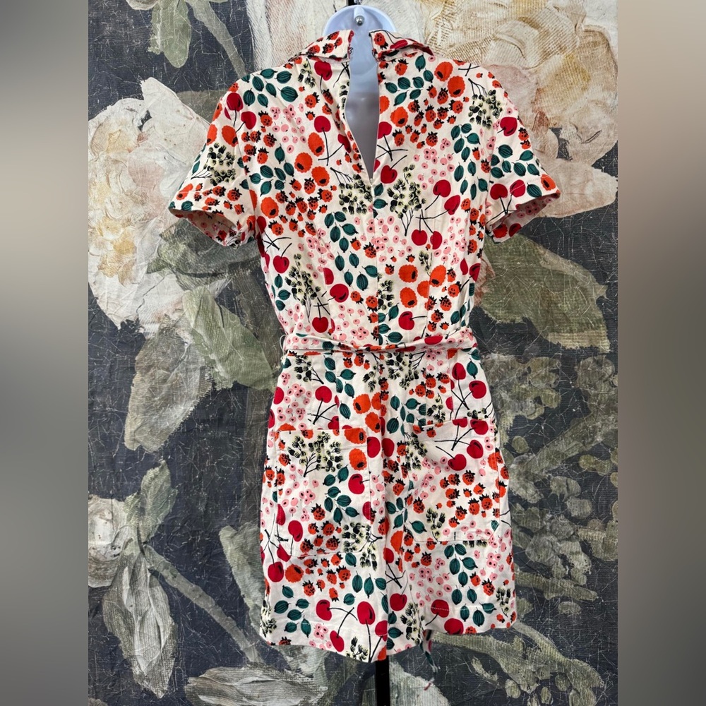 Anthropologie x Maeve Linen Short-Sleeve Wrap Romper Size 10 - Picture 7 of 8